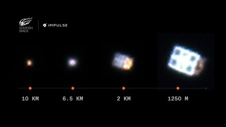 Imagery from the Starfish Space/Impulse Space Remora mission, during which one Mira spacecraft approached within a mere 4,100 feet (1,250 meters) of another.