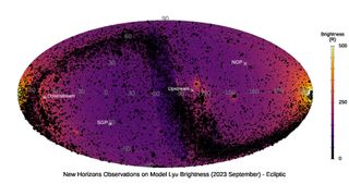 an artificial color map of a galaxy reveals the background scatter of ultraviolet light
